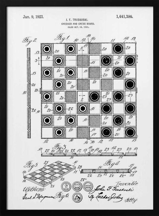 Checker and Chess Board Patent 1921 - Poster / Art Print