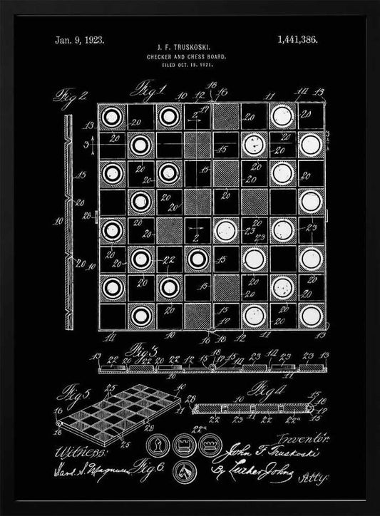 Checker and Chess Board Patent 1921 - Poster / Art Print