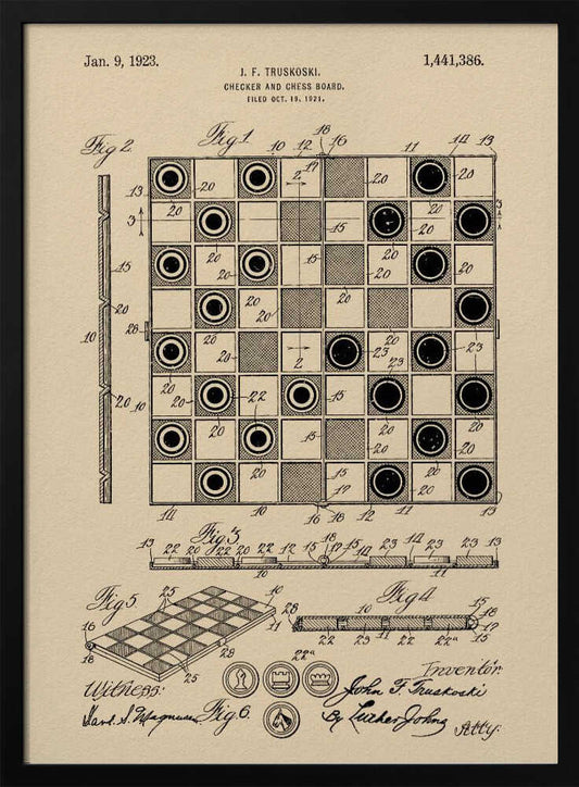 Checker and Chess Board Patent 1921 - Poster / Art Print