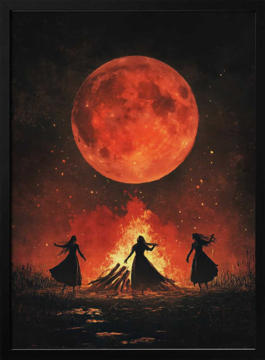 Dancing Witches Halloween Scene (1) - Poster / Art Print