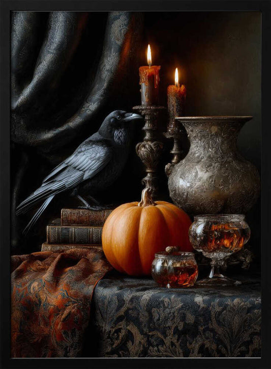 Lantern Pumpkin Halloween Scene (2) - Poster / Art Print