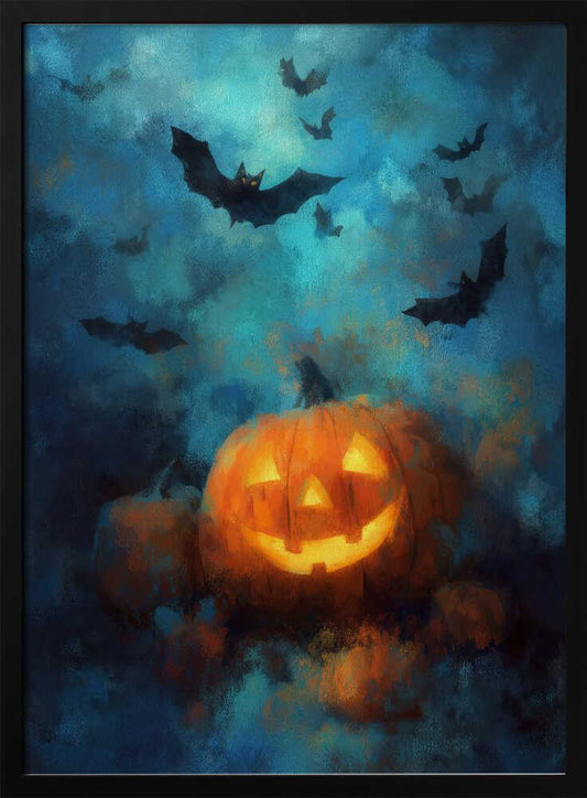 Lantern Pumpkin Halloween Scene (3) - Poster / Art Print