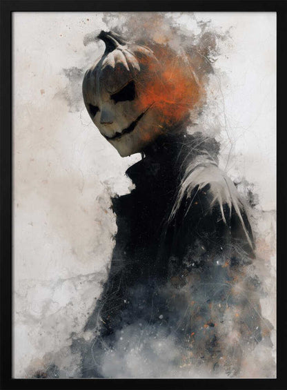Man With Pumpkin Halloween Scene (1) - Poster / Art Print