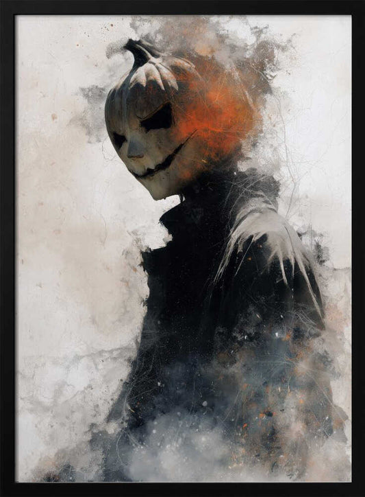 Man With Pumpkin Halloween Scene (1) - Poster / Art Print
