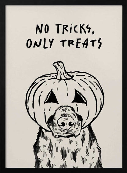 No Tricks Only Treats Pumpkin Dog - Poster / Art Print
