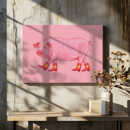 Marjorie the Cowgirl Pig - Poster / Art Print