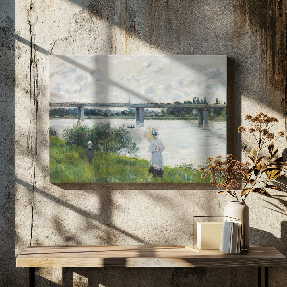 Claude Monet's the Promenade With the Railroad Bridge, Argenteuil (1874) - Poster / Art Print