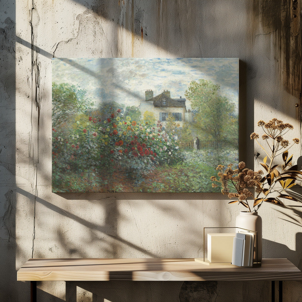 The Artist's Garden In Argenteuil, a Corner of the Garden With Dahlias (1873) - Poster / Art Print