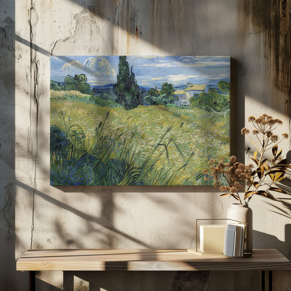 Green Wheat Field With Cypress (1889) - Poster / Art Print