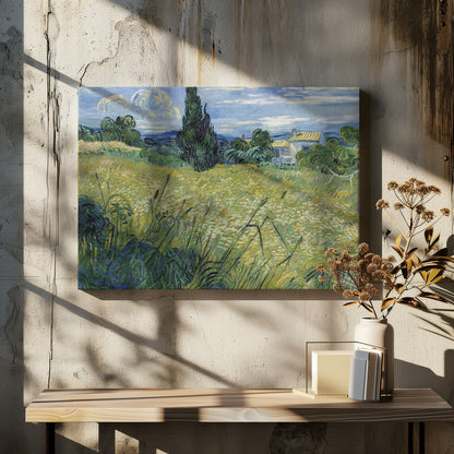 Green Wheat Field With Cypress (1889) - Poster / Art Print