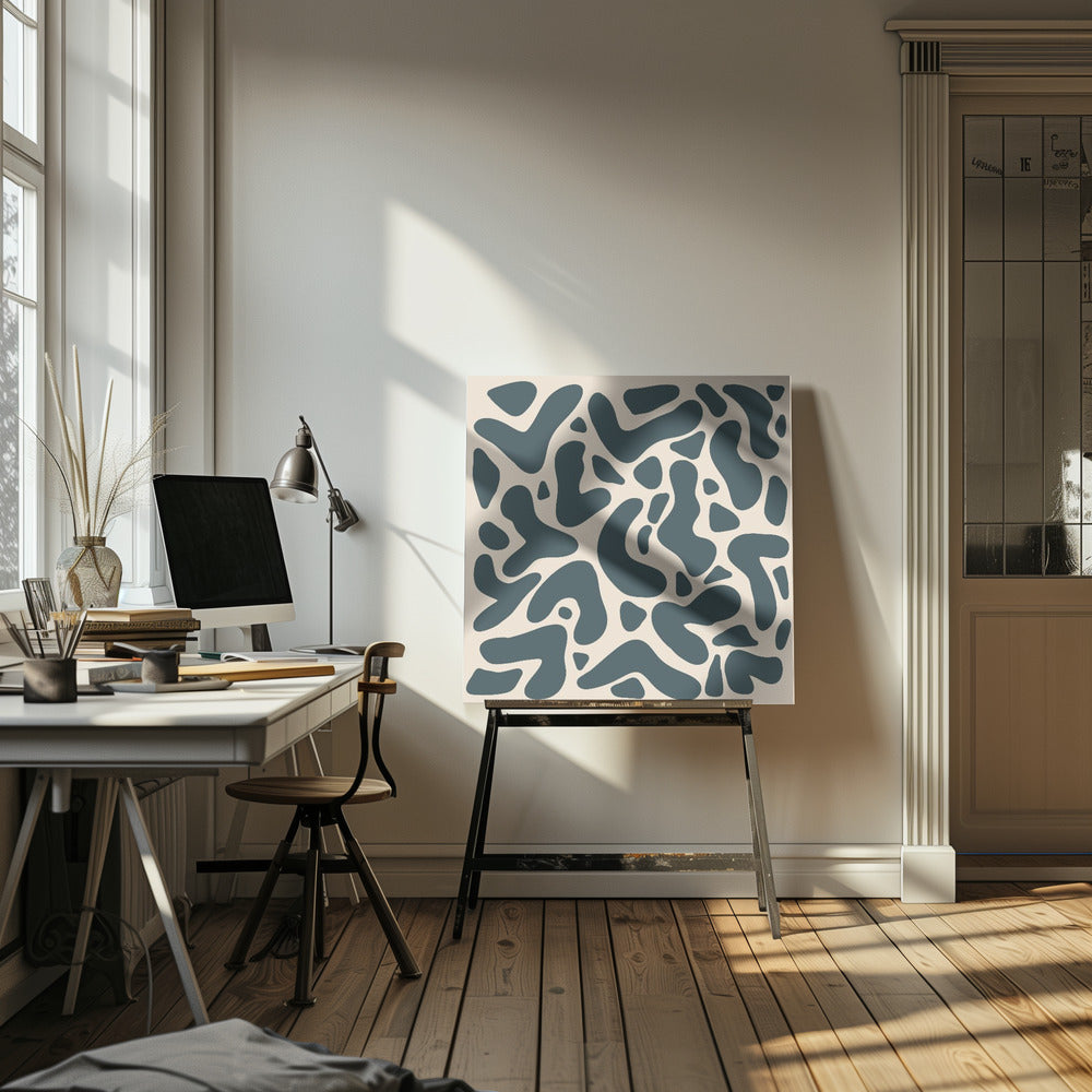 Abstract Lines And Shapes Greyish Green - Poster / Art Print