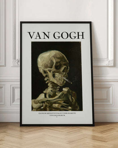 Head of a skeleton with a burning cigarette - Poster / Art Print