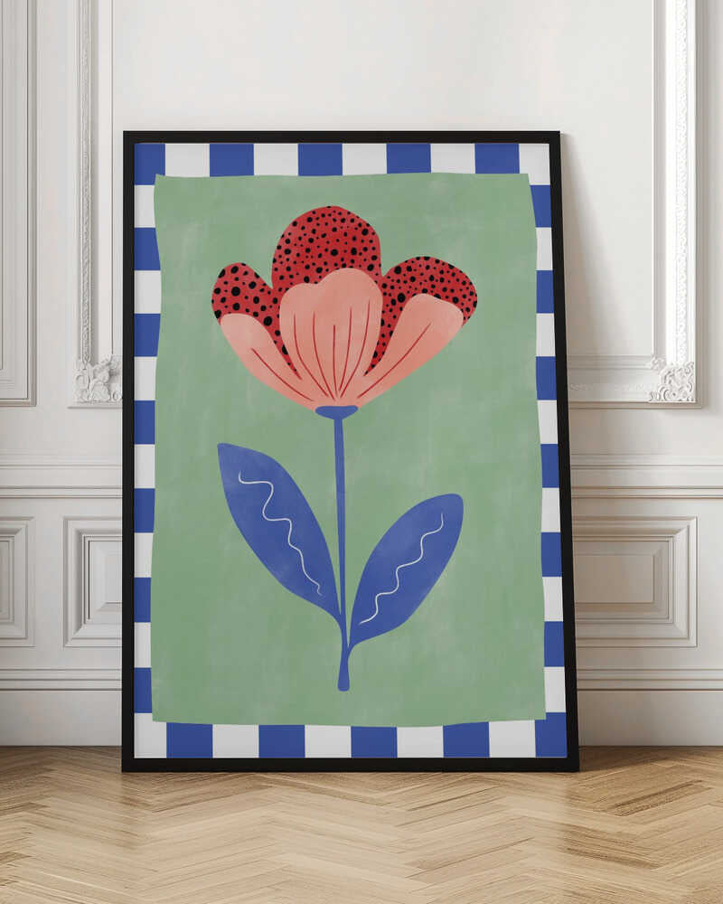 Stylized Flower With Red Petals And Black Dots - Poster / Art Print
