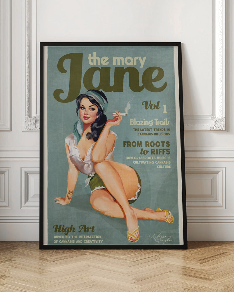 Mary Jane Retro Vintage Pinup Cannabis Art - Poster / Art Print