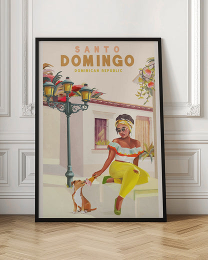 Santo Domingo Dominican Republic Woman &amp; Dog - Poster / Art Print