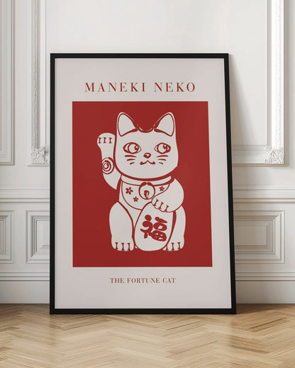 Maneki-Neko Cat Red - Poster / Art Print