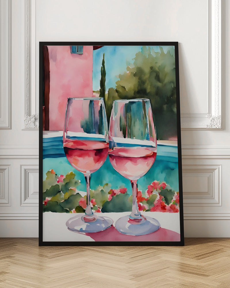 Rosé am Pool - Poster / Art Print