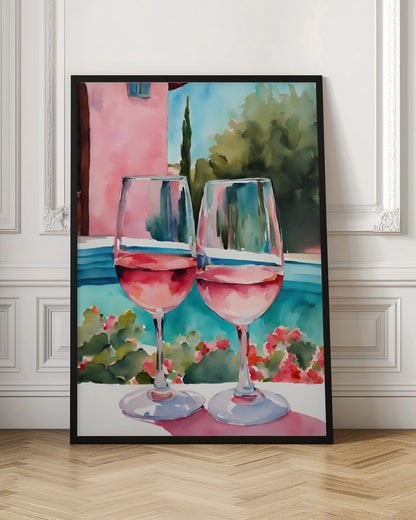 Rosé am Pool - Poster / Art Print