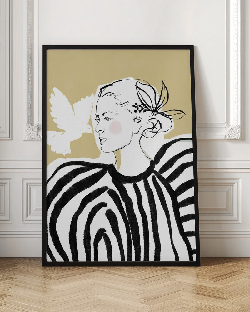 Woman Profile with a Zebra Stripe Pattern - Poster / Art Print