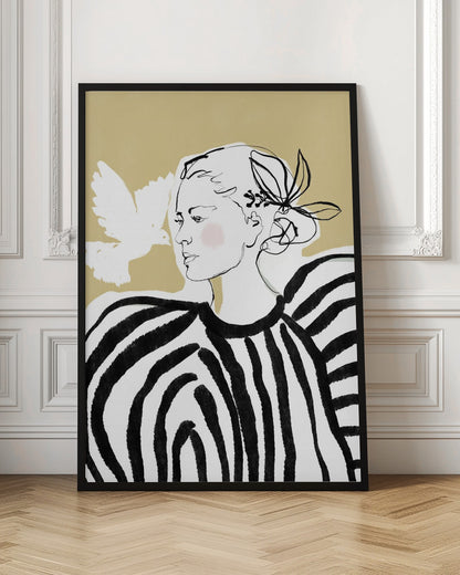Woman Profile with a Zebra Stripe Pattern - Poster / Art Print