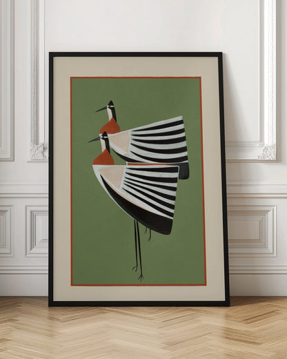 Striped Bird Pair - Poster / Art Print