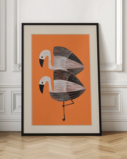 Tangerine Flamingos - Poster / Art Print