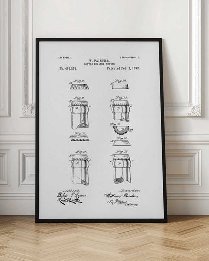 Bottle Sealing Device Patent 1892 - Poster / Art Print