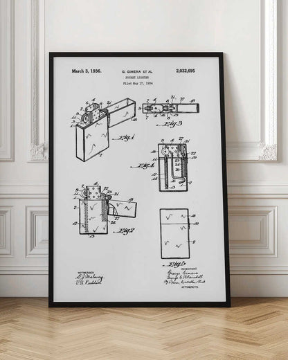 Pocket Lighter Patent 1934 - Poster / Art Print