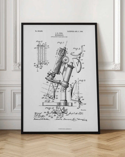Microscope Patent 1908 - Poster / Art Print
