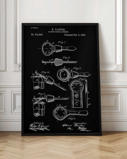 Capped Bottle Opener Patent 1894 - Poster / Art Print