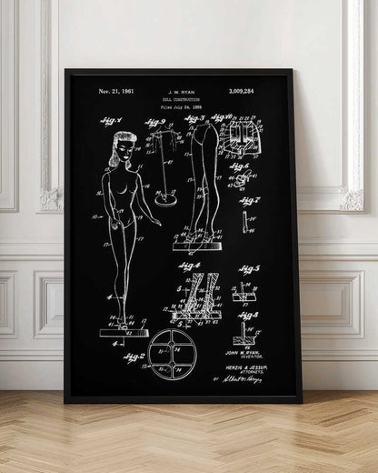 Doll Construction Patent 1961 - Poster / Art Print