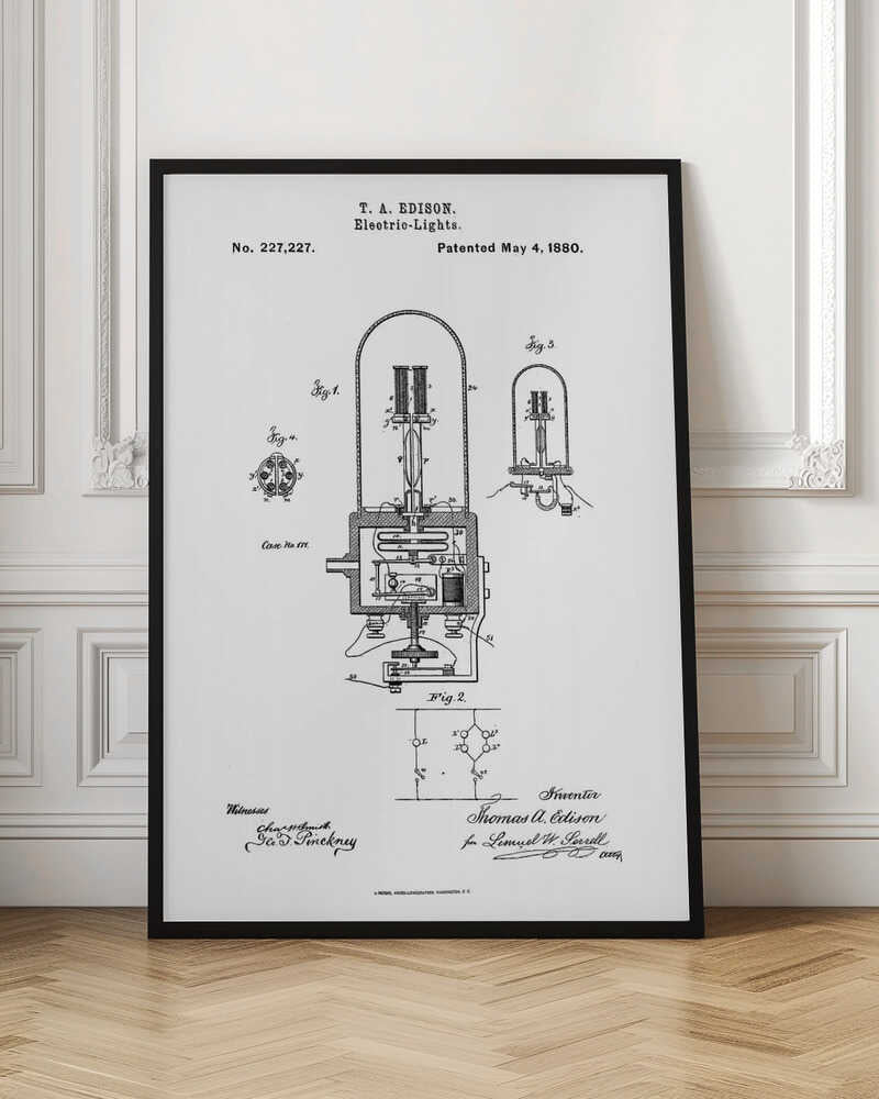 Electric Lights Patent 1880 - Poster / Art Print