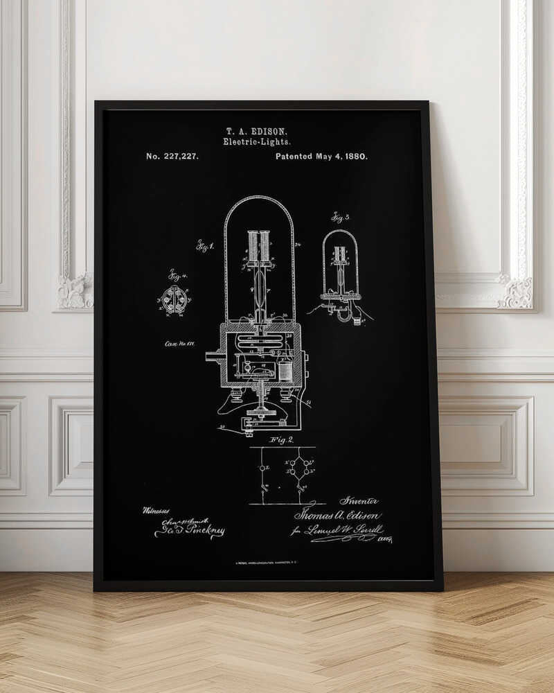 Electric Lights Patent 1880 - Poster / Art Print