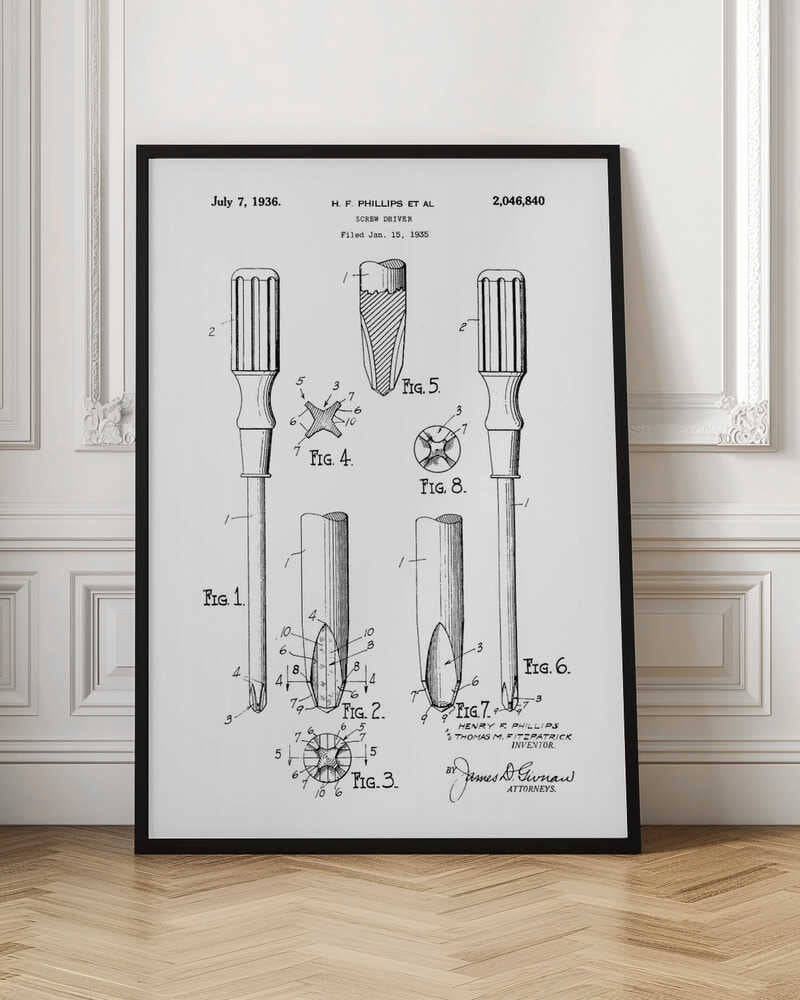 Screw Driver Patent 1935 - Poster / Art Print