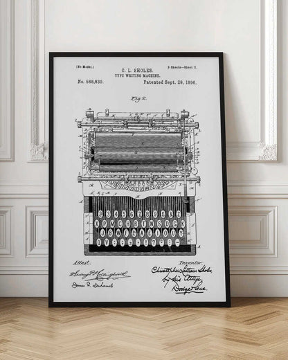 Typewriter Patent 1896 - Poster / Art Print