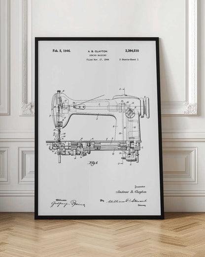 Sewing Machine Patent 1944 - Poster / Art Print
