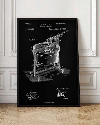 Washing Machine Patent 1887 - Poster / Art Print