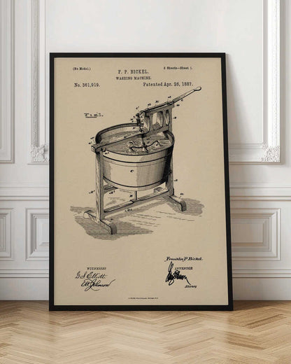 Washing Machine Patent 1887 - Poster / Art Print