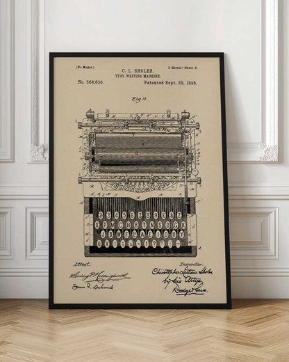 Typewriter Patent 1896 - Poster / Art Print