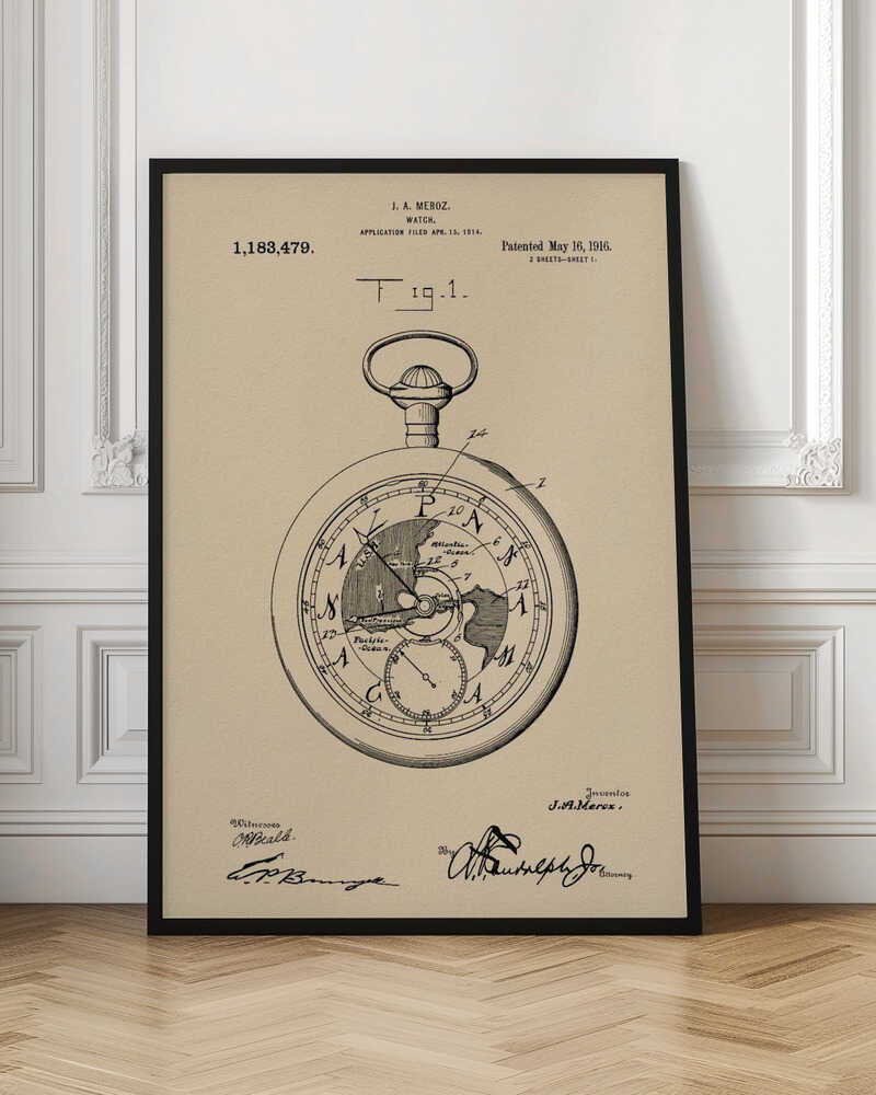 Watch Patent 1916 - Poster / Art Print
