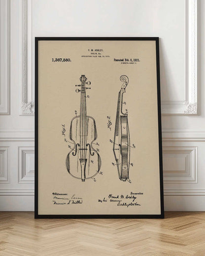 Violin Patent 1921 - Poster / Art Print