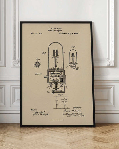 Electric Lights Patent 1880 - Poster / Art Print