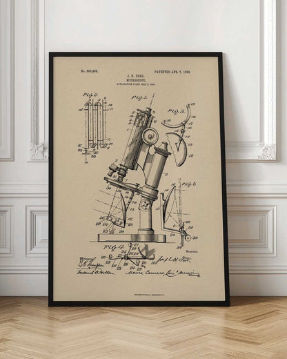 Microscope Patent 1908 - Poster / Art Print