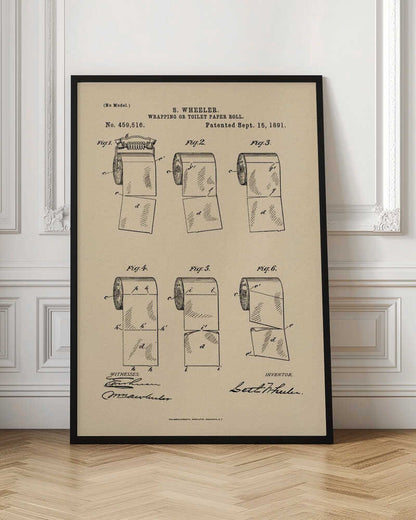 Toilet Paper Roll 2 Patent 1891 - Poster / Art Print