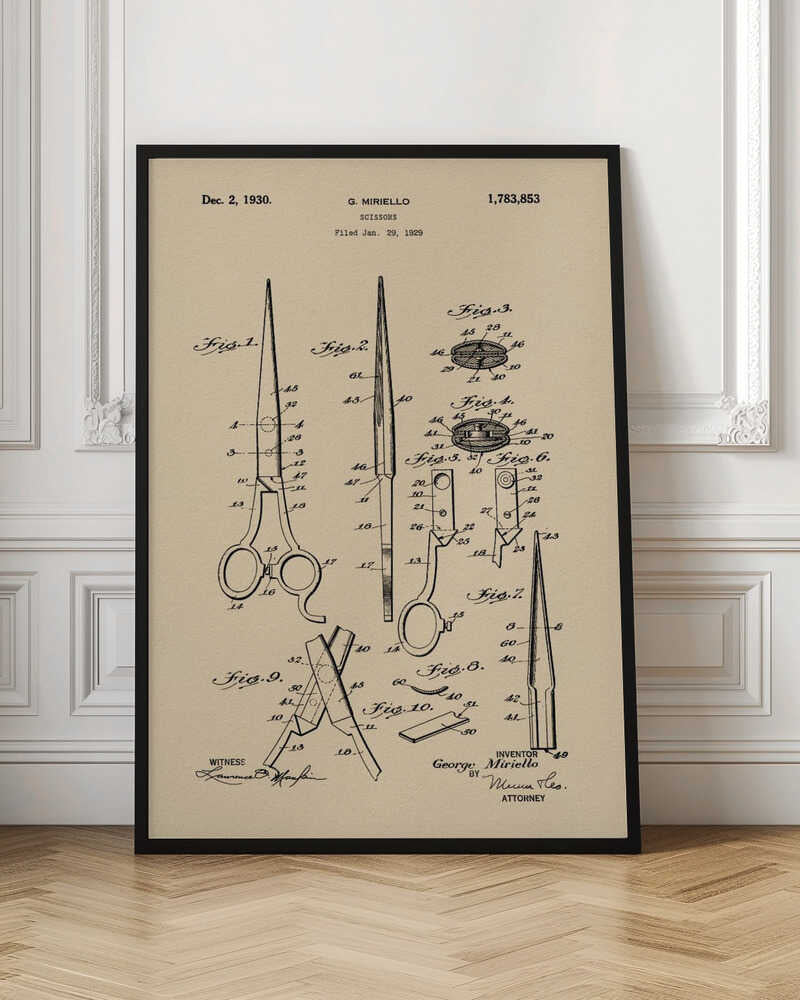 Scissors Patent 1929 - Poster / Art Print