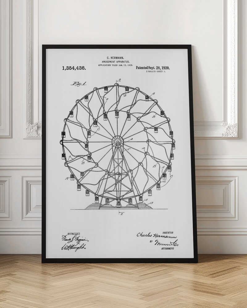 Amusement Apparatus Patent 1920 - Poster / Art Print