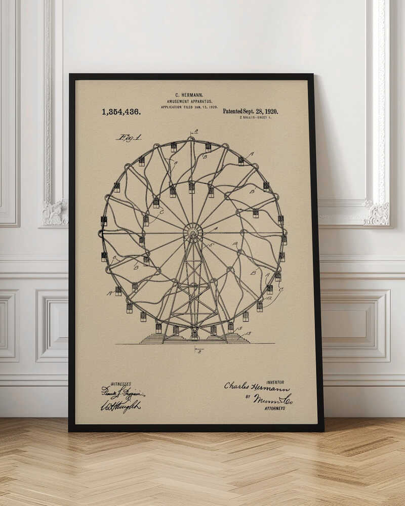 Amusement Apparatus Patent 1920 - Poster / Art Print