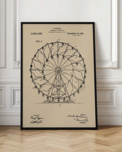 Amusement Apparatus Patent 1920 - Poster / Art Print