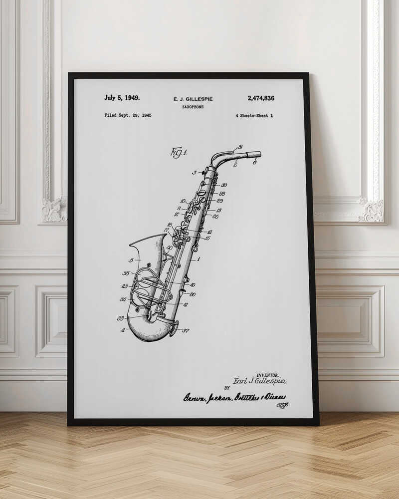 Saxophone Patent 1945 - Poster / Art Print
