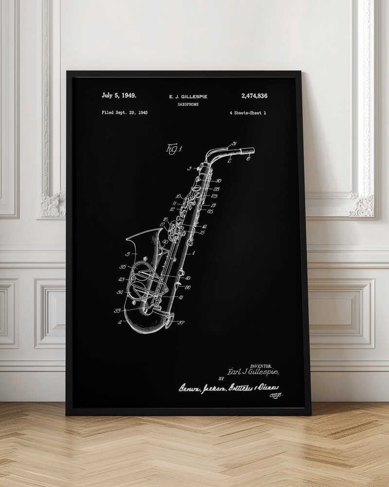 Saxophone Patent 1945 - Poster / Art Print